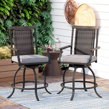 Lark Manor Alyne Powder Coated Steel Outdoor Stool Reviews Wayfair